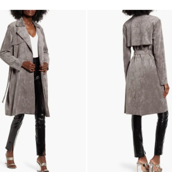 BLANKNYC Belted Faux Suede Trench Coat XS - Picture 1 of 3